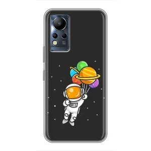 Силіконовый Чохол з принтом "Космонавти" на Infinix Note 12 (Космонавт з кульками)