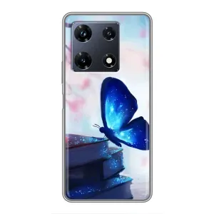 Силиконовый бампер с картинкой животных для Infinix Note 30 Pro (Бабочка синяя)