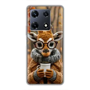 Печатный чехол «Зверята с кофе» для Infinix Note 30 Pro (Жираф с кофе)