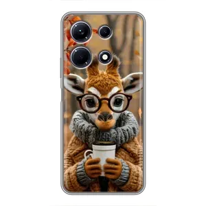 Друкований чохол 'Звірята з кавою' для Infinix Note 30 (Жираф з кавою)