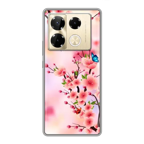 Чохол з малюнком «Метелики на сакурі» для Infinix Note 40 Pro Чохол з малюнком «Метелики на сакурі» для Infinix Note 40 Pro