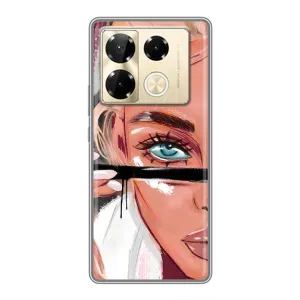 Силиконовый Чехол на Infinix Note 40 Pro с картинкой Стильных Девушек (Девушка и ресницы)
