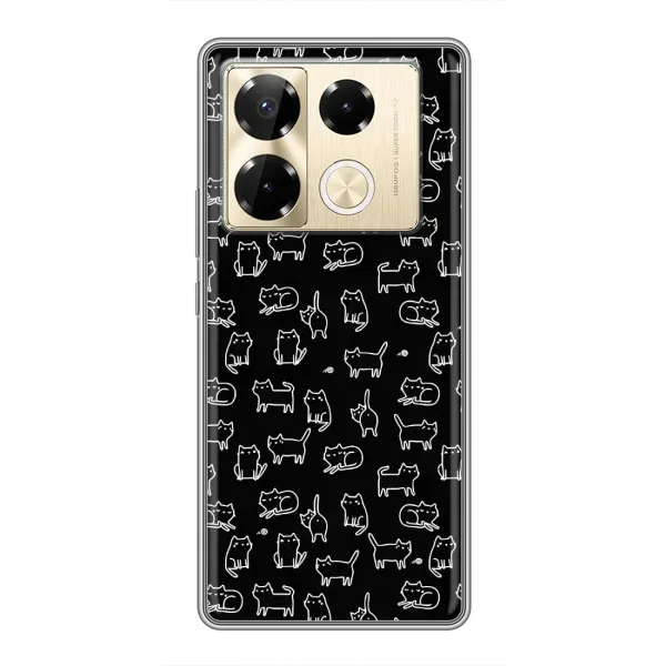 Чехол с рисунком «Котики на черном» для Infinix Note 40 Pro Чехол с рисунком «Котики на черном» для Infinix Note 40 Pro