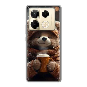 Печатный чехол «Зверята с кофе» для Infinix Note 40 Pro (Медвежонок с кофе)