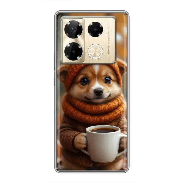 Чехол с рисунком «Собачка с кофе» для Infinix Note 40 Pro Чехол с рисунком «Собачка с кофе» для Infinix Note 40 Pro