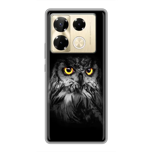 Чехол с рисунком «Сова на чёрном» для Infinix Note 40 Pro Чехол с рисунком «Сова на чёрном» для Infinix Note 40 Pro