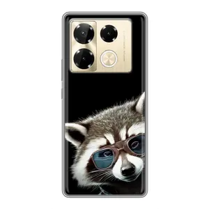 Силиконовый Чехол с Енотами на Infinix Note 40 Pro (Стильный Енот)