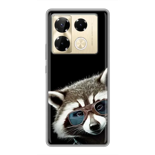 Чехол с рисунком «Стильный Енот» для Infinix Note 40 Pro Чехол с рисунком «Стильный Енот» для Infinix Note 40 Pro
