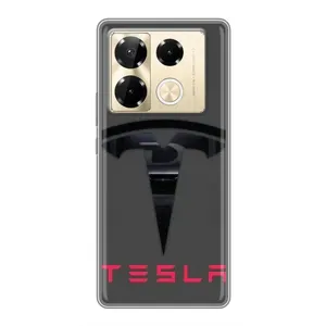Силіконовий бампер з картинкою машини на Infinix Note 40 Pro (Logo TESLA)