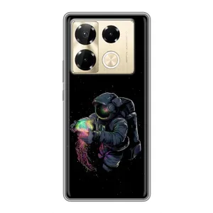 Силіконовый Чохол з принтом "Космонавти" на Infinix Note 40 Pro (В руках земля)