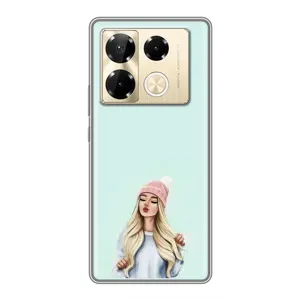 Силиконовый Чехол на Infinix Note 40 Pro с картинкой Стильных Девушек (В шапке)