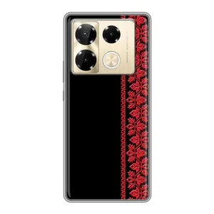 Силиконовый Чехол на Infinix Note 40 Pro с картинкой Вышиванки (Вышиванка на черном)