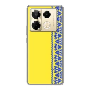 Силиконовый Чехол на Infinix Note 40 Pro (Вышиванка на желтом)