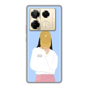 Силиконовый Чехол на Infinix Note 40 Pro с картинкой Стильных Девушек (Желтая кепка)