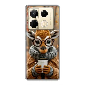 Печатный чехол «Зверята с кофе» для Infinix Note 40 Pro (Жираф с кофе)
