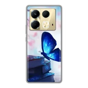 Силиконовый бампер с картинкой животных для Infinix Note 40 (Бабочка синяя)