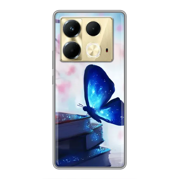 Чехол с рисунком «Бабочка синяя» для Infinix Note 40