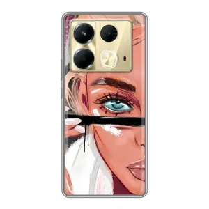 Силиконовый Чехол на Infinix Note 40 с картинкой Стильных Девушек (Девушка и ресницы)