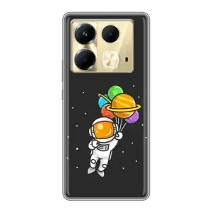 Силиконовый Чехол с принтом "Космонавты" на Infinix Note 40 (Космонавт с шариками)