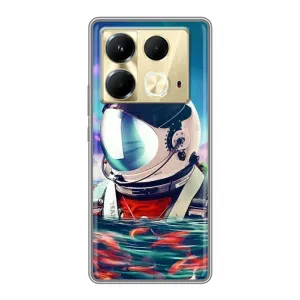 Силиконовый Чехол с принтом "Космонавты" на Infinix Note 40 (Космонавт в воде)