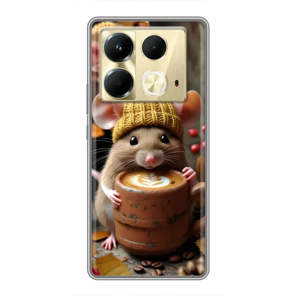 Чехол с рисунком «Мышка с кофе» для Infinix Note 40 Чехол с рисунком «Мышка с кофе» для Infinix Note 40