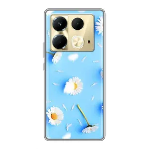 Чохол з Квітами для Infinix Note 40 (ромашки на блакитному)