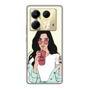 Силиконовый Чехол на Infinix Note 40 с картинкой Стильных Девушек (С напитком)