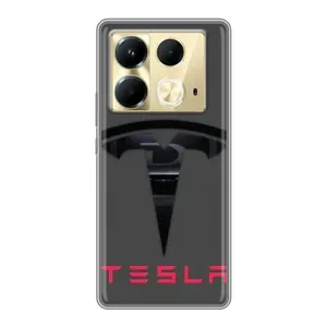Силиконовый бампер с картинкой машины на Infinix Note 40 (Logo TESLA)