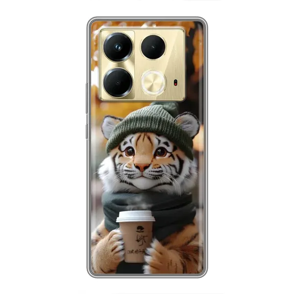 Чехол с рисунком «Тигр с кофе» для Infinix Note 40 Чехол с рисунком «Тигр с кофе» для Infinix Note 40