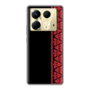 Силиконовый Чехол на Infinix Note 40 с картинкой Вышиванки (Вышиванка на черном)