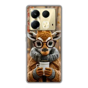 Печатный чехол «Зверята с кофе» для Infinix Note 40 (Жираф с кофе)