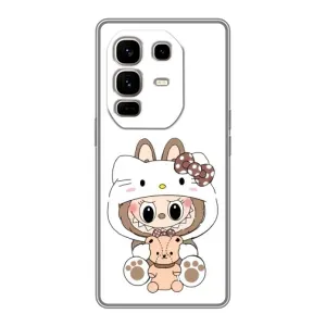 Чехол с принтом Лабубу для Infinix Note 50 Pro Plus (Белый Лабубу)
