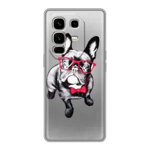 Чехол (ТПУ) Милые собачки для Infinix Note 50 Pro Plus (Бульдог в очках)