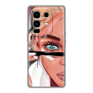 Силиконовый Чехол на Infinix Note 50 Pro Plus с картинкой Стильных Девушек (Девушка и ресницы)