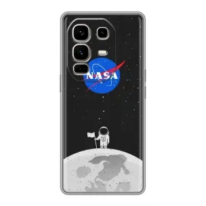 Силиконовый бампер с принтом "Наса" на Infinix Note 50 Pro Plus (Космонавт NASA)
