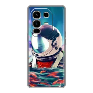 Силиконовый Чехол с принтом "Космонавты" на Infinix Note 50 Pro Plus (Космонавт в воде)