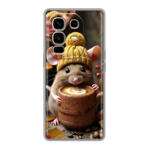 Печатный чехол «Зверята с кофе» для Infinix Note 50 Pro Plus (Мышка с кофе)