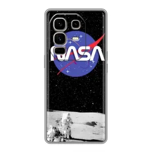 Силиконовый бампер с принтом "Наса" на Infinix Note 50 Pro Plus (Nasa на луне)