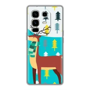 Силиконовый бампер с картинкой животных для Infinix Note 50 Pro Plus (Олень с шарфом)