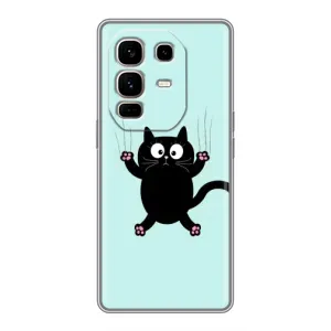 Силиконовый чехол с котиком для Infinix Note 50 Pro Plus (Падающий кот)