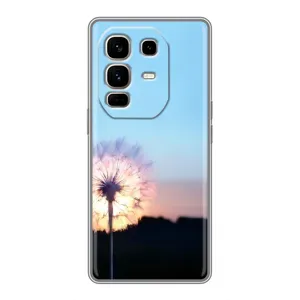 Силиконовый Чехол с одуванчиками на Infinix Note 50 Pro Plus (Закат с одуванчиком)
