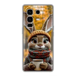 Печатный чехол «Зверята с кофе» для Infinix Note 50 Pro Plus (Зайчик с кофе)