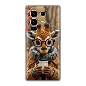 Печатный чехол «Зверята с кофе» для Infinix Note 50 Pro Plus (Жираф с кофе)