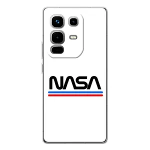 Силиконовый бампер с принтом "Наса" на Infinix Note 50 Pro (NASA на белом фоне)