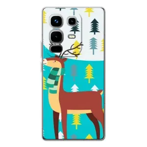 Силиконовый бампер с картинкой животных для Infinix Note 50 Pro (Олень с шарфом)