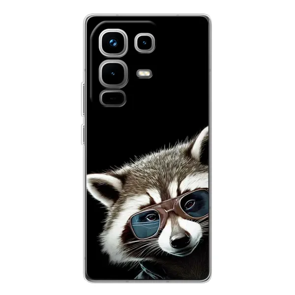 Чехол с рисунком «Стильный Енот» для Infinix Note 50 Pro Чехол с рисунком «Стильный Енот» для Infinix Note 50 Pro