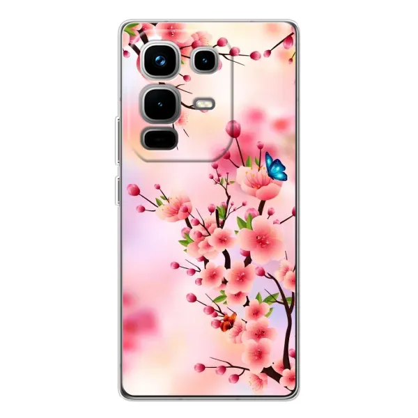 Чехол с рисунком «Бабочки на сакуре» для Infinix Note 50