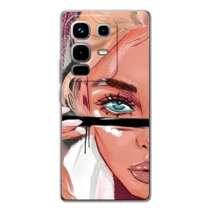 Силиконовый Чехол на Infinix Note 50 с картинкой Стильных Девушек (Девушка и ресницы)