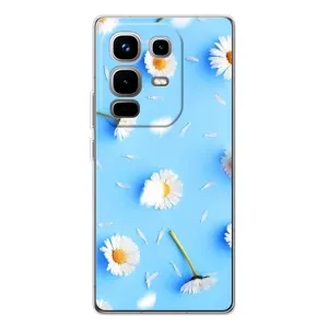 Чехол с Цветами для Infinix Note 50 (ромашки на голубом)