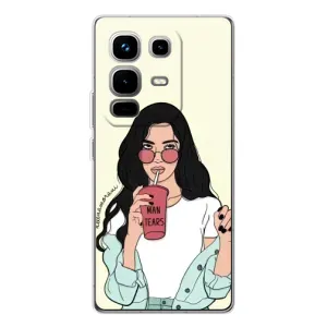 Силиконовый Чехол на Infinix Note 50 с картинкой Стильных Девушек (С напитком)